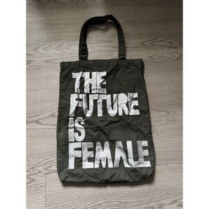 Otherwild The Future Is Female Canvas Tote Bag Dark Green Gray Feminist Graphic